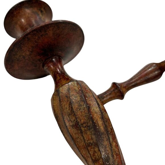 Set of Two Twisted Rust Metal Industrial Iron Candle Wall Sconces - Picture 5 of 7